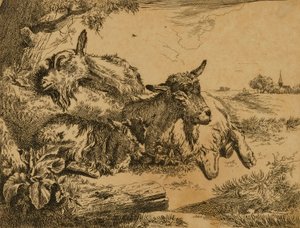 Két kecske és egy kölyök alkotó: Johann Heinrich Roos