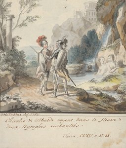 Carlo és Ubaldo, akik ellenállnak Armida nimfáinak varázslatainak Torquatoból..., 1782. alkotó: Johann Heinrich Tischbein