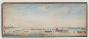 Brit gyalogság, bennszülött gyalogság és bennszülött lovasság gyakorlatok a Madras-i Fort St George mellett alkotó: Johann Jacob Ludewig Rothmeyer