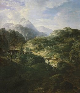 Hegyi táj híddal alkotó: Johann Jakob Dorner der Jüngere