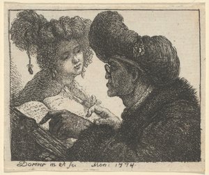 Egy turbános férfi felolvas egy fiatal nőnek alkotó: Johann Jakob Dorner the Elder