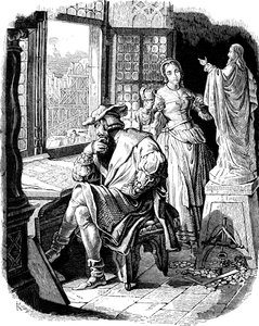 Erwin von Steinbach építész lányával, Sabinával Illusztráció a német nép történetéből, E. Duller, 1840