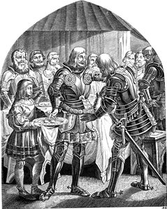 Körben egy-egy tojás, de két tojás a vitéz Schweppermannnak A Geschichte des deutschen Volkes-ból, E. Duller, 1840