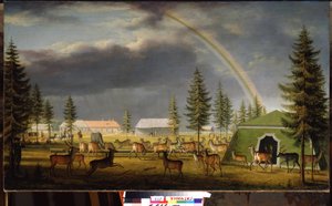 A menazséria a Gatchina Palace Parkban. Johann Jakob Mettenleiter (1750-1825) festménye alkotó: Johann Jakob Mettenleiter