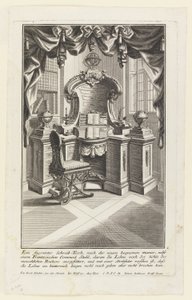Egy formázott asztal, ... (íróasztal és szék) alkotó: Johann Jakob Schübler