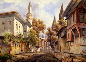„Egy utca Konstantinápolyban”, 1835 alkotó: Johann Jakob Wolfensberger