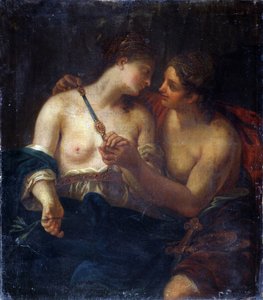 A béke allegóriája. (A béke allegóriája). Barátság két nő között. Johann Karl Loth (1632-1698) festménye. Olajfestmény. Puskin Szépművészeti Múzeum, Moszkva