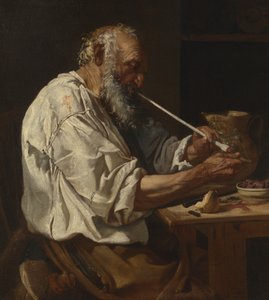 Pipát gyújtó öreg paraszt, 1660 körül (olaj, vászon)