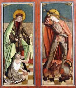 Szent Márton és a koldus; és Szent György és a Sárkány - oltárkép szárnyai,