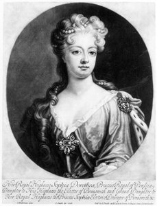 Sophia Dorothea, Poroszország királynője, John Smith metszete, 1706 alkotó: Johann Leonhard Hirschmann