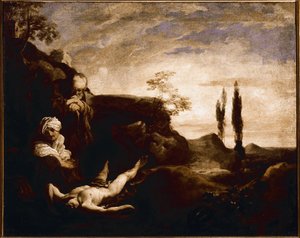 Ábel sír a szüleitől (olaj, vászon, 1630 körül) alkotó: Johann Liss