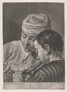 Két férfi portréja, egy játszó felvevő