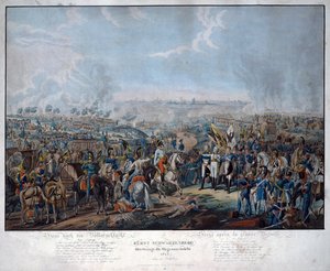 Lipcsei csata (Nemzetek Csata), 1813 októberében. Schwarzenberg osztrák tábornagy (1771-1820) bejelenti a szövetségesek győzelmét a lipcsei csatában II. Francois germán császárnak (= osztrák Francois Ier; 1768 - 1835), a Tza