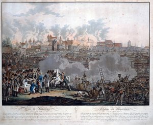 A ratisboni csata 1809. április 23-án (ratisbonne-i vagy regensburgi csata) - Rugendas, Johann Lorenz, az ifjabb (1775-1826) - 1809 - Aquatint - 54,6x65,4 - Magángyűjtemény