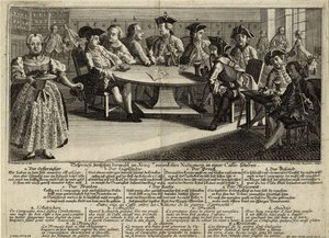 Beszélgetés a háborúban részt vevő 7 nemzet között egy kávézóban, 1757 alkotó: Johann Lorenz Rugendas the Elder