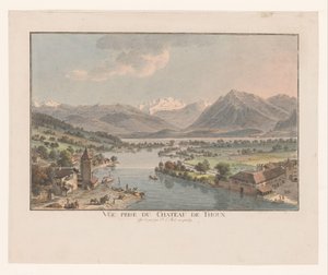 Kilátás a Thun-tóra a Thun-kastélyból Vue prize du chateau de Thoun (cím a tárgyon)