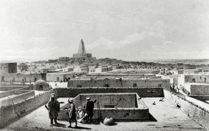 Timbuktu az Utazók Házának teraszáról, az „Utazások és felfedezések Észak- és Közép-Afrikában” című 1857-58 között megjelent