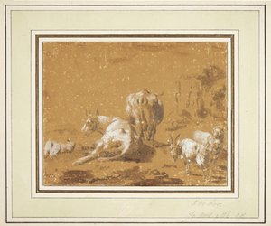 Táj tehénekkel és kecskékkel alkotó: Johann Melchior Roos