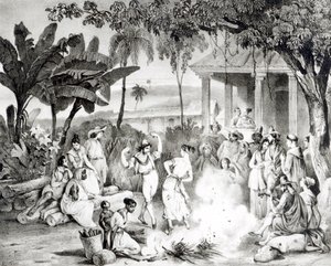 Landu Dance, Victor Adam és Monthellier metszet (litho) (bw fotó) alkotó: Johann Moritz Rugendas