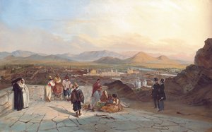 Santiago de Chile a Santa Lucia dombról nyugatra nézve, 1841 alkotó: Johann Moritz Rugendas