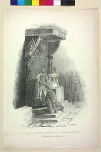Egy pillanat V. Ferdinánd király koronázása előtt Pozsonyban, 28-án. szeptember 1830 (litográfia)