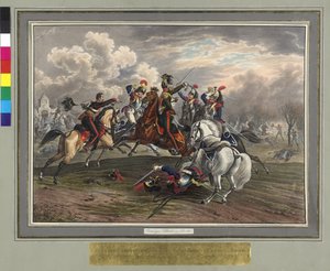 Frederic Dittmayer megmentése 1814. február 17-én Villeneuve-ben Trach báró Trach ezredes őrmester a francia kurirasszisták fogságából. alkotó: Johann Nepomuk Hoechle