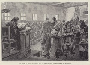 Az éhínség Oroszországban, leves adagolása a szentpétervári Alekszandr Nyevszkij kolostorban alkotó: Johann Nepomuk Schonberg