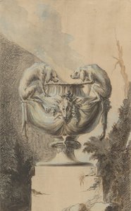 Tervezés egy vadászati témájú kerti vázához, kb. 1740. alkotó: Johann Paul Egell