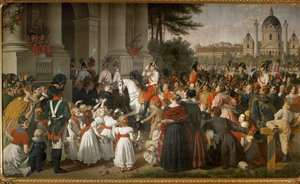 I. Ferenc császár visszatér Bécsbe a lipcsei csatából... (freskó) alkotó: Johann Peter Krafft