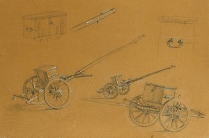 Tanulmány ágyúkhoz, hadsereg kellékeihez alkotó: Johann Peter Krafft