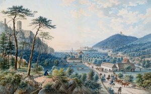 Kilátás a Weilburg-palotára, Badenben, Bécs mellett alkotó: Johann Raulino