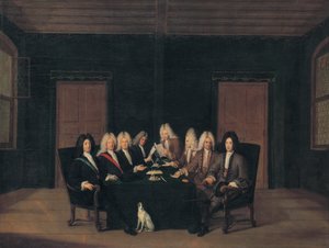 Franciául:  Les emissaires au traité de Bade en septembre 1714 A badeni békekongresszus küldöttei 1714. szeptember 7-én.