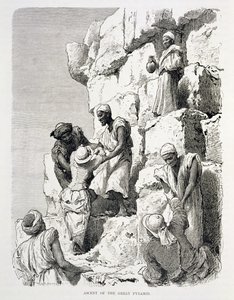 A Nagy Piramis megmászása, 19. század (metszet papírra) alkotó: Johann Rudolph the Elder Huber