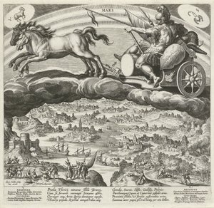 A Mars bolygó és hatása a világra A hét bolygó (sorozat címe) Planetarum effectus et eorum in signis zodiac (sorozat címe) alkotó: Johann Sadeler (I)