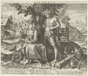 Németország Ceresszel és Bacchusszal Germania (cím a tárgyon) Az európai országok allegorikus ábrázolásai (sorozat címe) alkotó: Johann Sadeler (I)