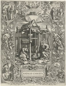 Születés: Karácsony Natalis Christi (cím a tárgyon) A négy legfontosabb keresztény ünnep (sorozat címe) alkotó: Johann Sadeler (I)