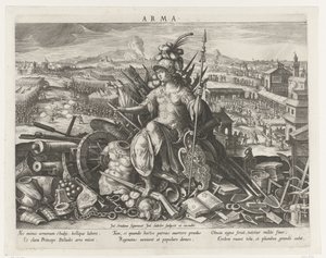 Minerva, mint a harcművészet védőnője Arma (cím a tárgyon) Egy herceg fő tevékenységei (sorozat címe) Schema, seu speculum principum (sorozat címe) alkotó: Johann Sadeler (I)