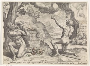 Káin és Ábel feláldozása Káin és Ábel története (sorozat címe) alkotó: Johann Sadeler (I)