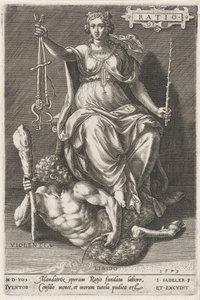 Az ok (arány) legyőzi az erőszakot (Violentia) Arány (cím az objektumon) Az erények legyőzik a bűnöket (sorozat címe) alkotó: Johann Sadeler (I)