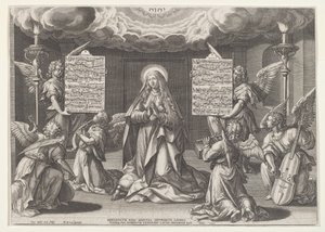 Magnificat: A szűz muzsikáló angyalokkal körülvéve, 1585. alkotó: Johann Sadeler I