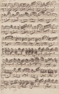 Allegro (csembalószóló) a 6. G-dúr szonáta első változatából hegedűre és csembaló obbligatóra. 1725