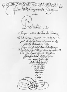 A jól tempered zongora kézzel írott címlapja, 1722 (toll és tinta papíron)