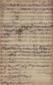Az Es ist Heil, ide jövünk (BWV 9) kantáta kézirata alkotó: Johann Sebastian Bach