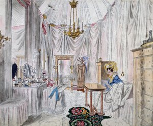 Carolina Augusta császárné öltözője a bécsi várban, akvarell papíron Johann Stephan Decker (1784-1844) alkotó: Johann Stephan Decker