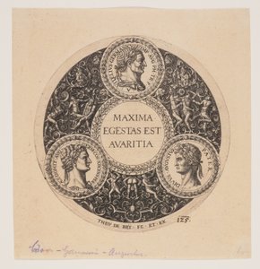 Maxima Egestas Est Avaritia, Talpas tál tervezése alkotó: Johann Theodor de Bry