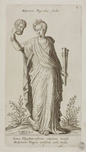 Melpomene, a tragédia múzsája, 8. lemez a Parnassus Bicepsből alkotó: Johann Theodor de Bry