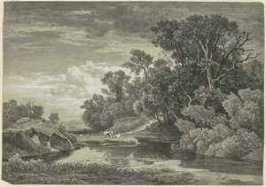 Az Arly folyónál, Karlsruhe közelében alkotó: Johann Wilhelm Schirmer