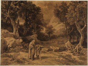 Út az áldozathoz (Teremtés könyve 22, 6) alkotó: Johann Wilhelm Schirmer