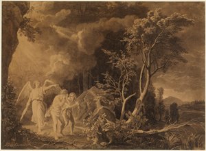 Kiűzetés a paradicsomból (Teremtés könyve 3, 23-24) alkotó: Johann Wilhelm Schirmer