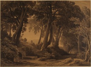 Izsák és Rebeka találkozása (1Mózes 24, 62-63) alkotó: Johann Wilhelm Schirmer